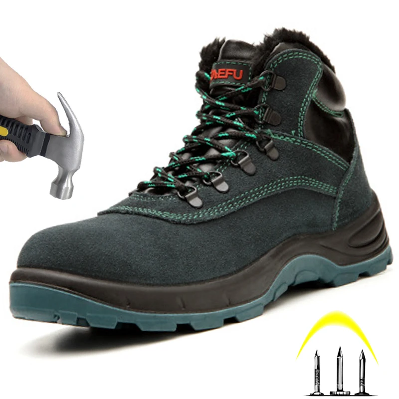 Зимние безопасная обувь уличные теплые боты размер Smash-proof с защитой от