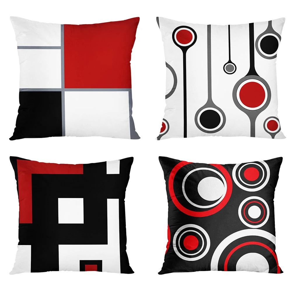 

4PCS Cushion Covers Set Square Linen Decorative Throw Pillow Covers With Printing For Home Party Sofa Bedroom Livingroom