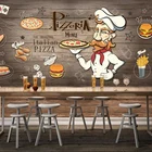 Самоклеящиеся обои на заказ, 3D Ручная роспись, пицца, ресторан, кафе, фон, настенный художественный декор, водонепроницаемые 3D наклейки