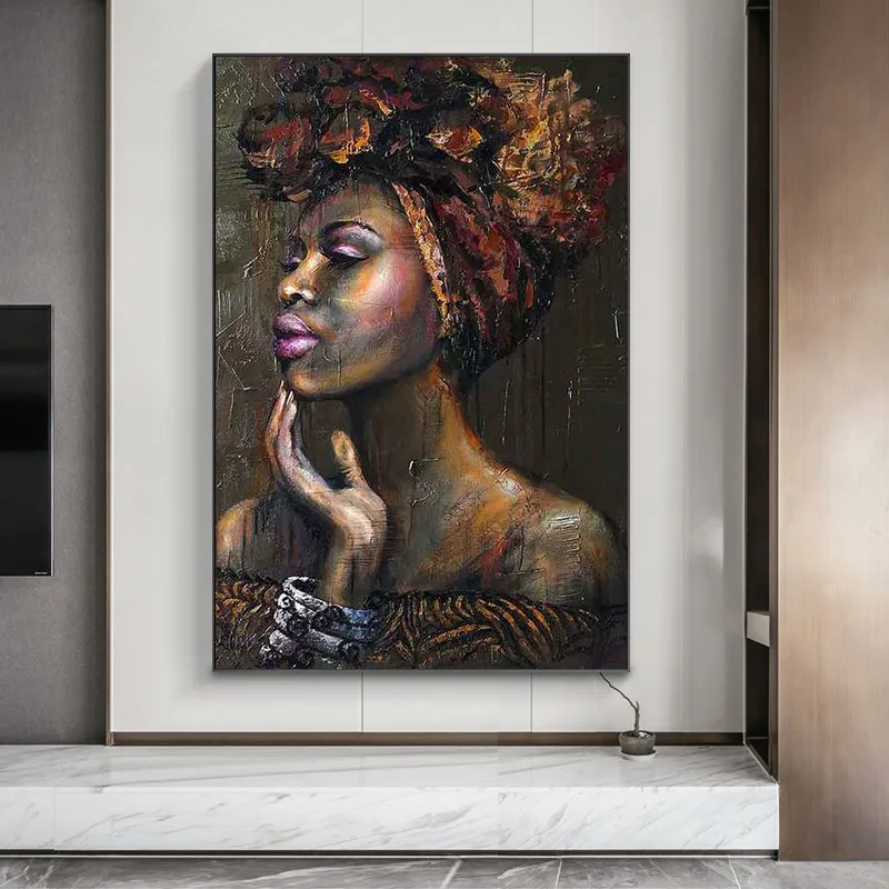 

Black White African Nude Woman Graffiti Canvas Painting Posters and Prints Scandinavian Wall Art Picture for Living Room Decor