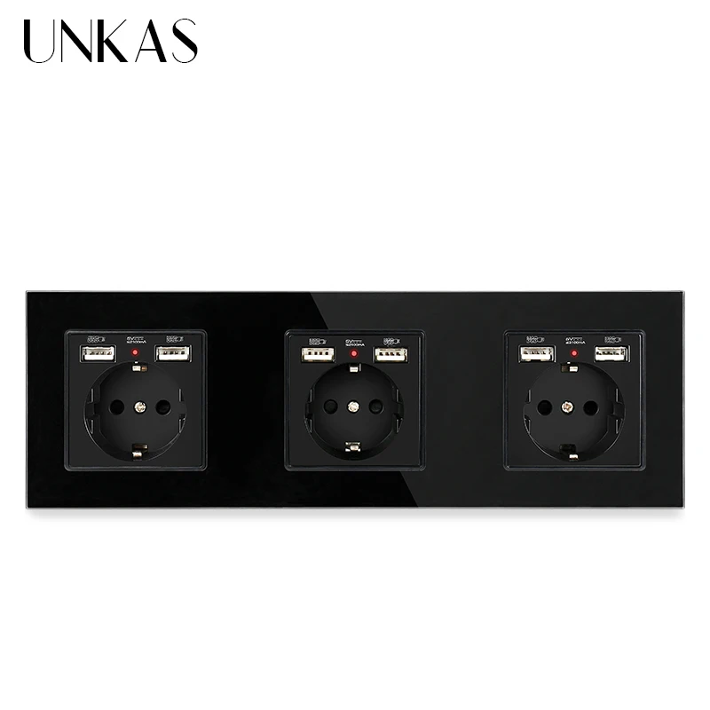UNKAS ЕС розетка электрическая Двойная зарядка через USB Порты и разъёмы с