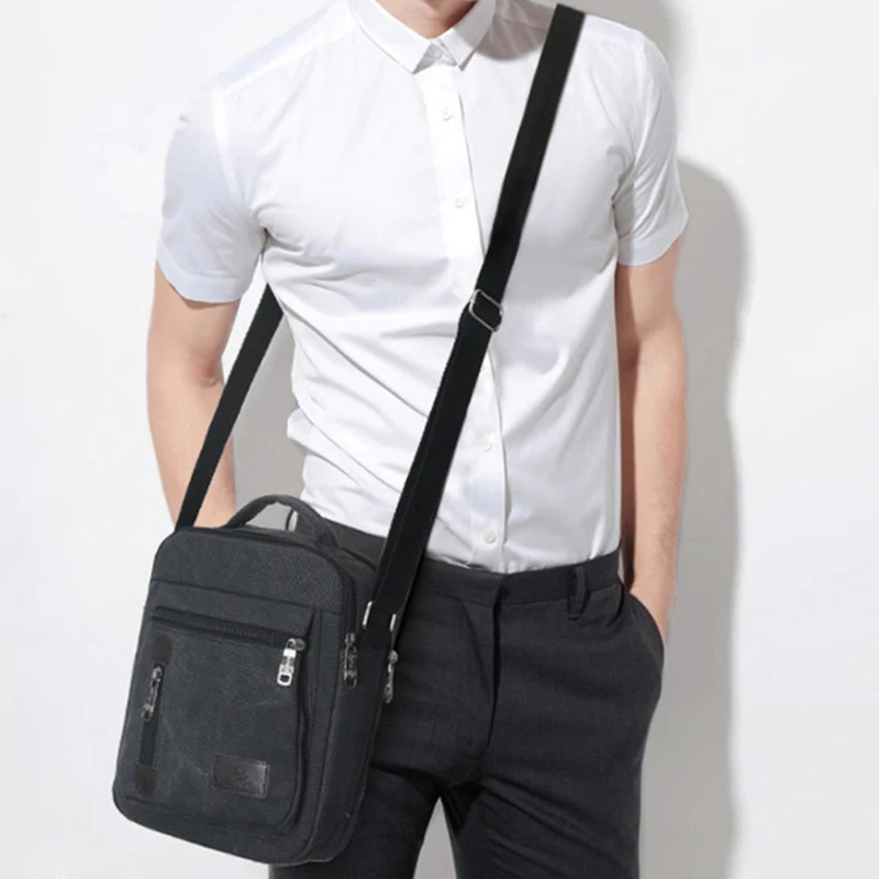 

Fashion Men's Casual Shoulder Bag Solid Color Business Messenger Bag Simple Large Capacity Multi-purpose Canvas Bag