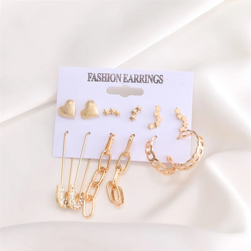 

EN Fashion Gold Hoop Earrings Set Women Pearl Hoop Earrings Oversize Metal Circle Punk Earring 2021 Female Fashion Jewelry