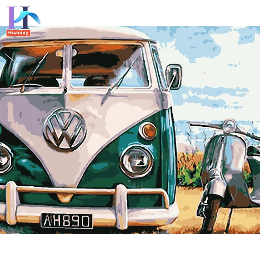 

Seaside Retro Car Still life DIY Painting By Numbers Wall Art Picture Acrylic Painting For Home Decoration Drop Shipping 60x75cm