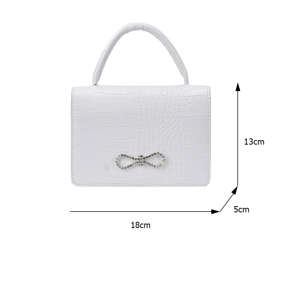 

Fashion Women Alligator Pattern Shoulder Crossbody Bags PU Leather Messenger Bag Casual Ladies Chain Rhinestone Bowknot Handbags