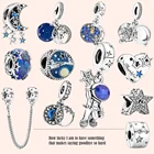 Новинка 2021, подвески со звездным небом, серебряные подвески со звездой, подходят для оригинального амулетного браслета для женщин, праздничные украшения, подарок