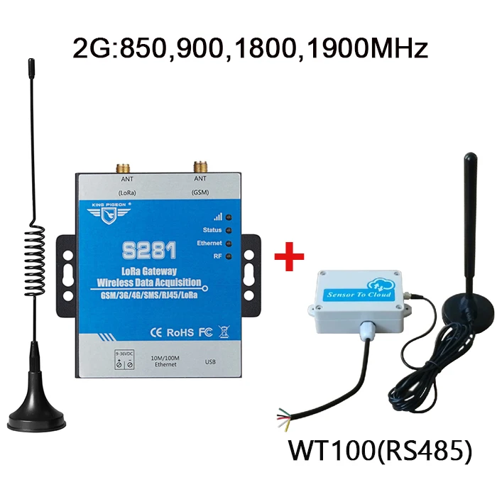 2G with WT100 LoRa шлюз промышленный дальний Modbus RTU 2G 3g 4G LTE 433mhz IOT шлюзовый dtu - Цвет: 2G with WT100