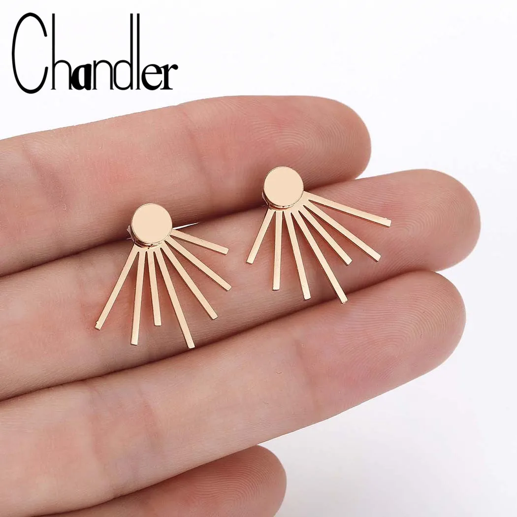 Женские двусторонние серьги гвоздики из нержавеющей стали серебристого