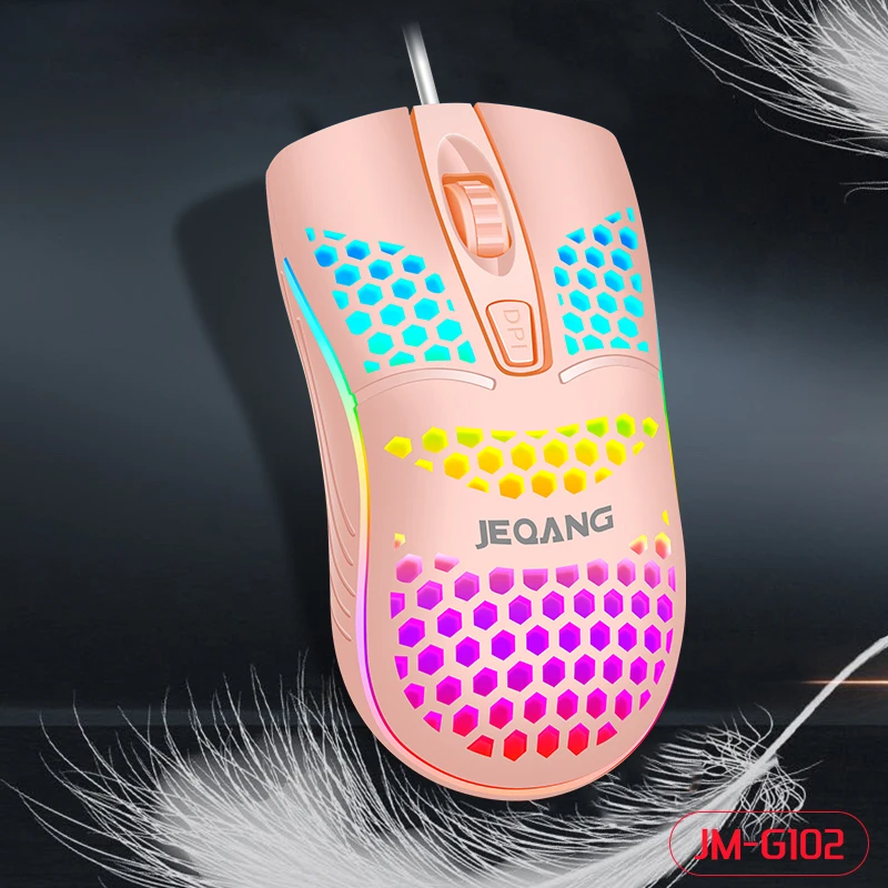 

G-102 Honeycomb Mouse Hollow Wired Mouse Lightweight Gaming Mice Office Game Optical Mouse 4 Keys USB PPopoelectric Touch Wheel