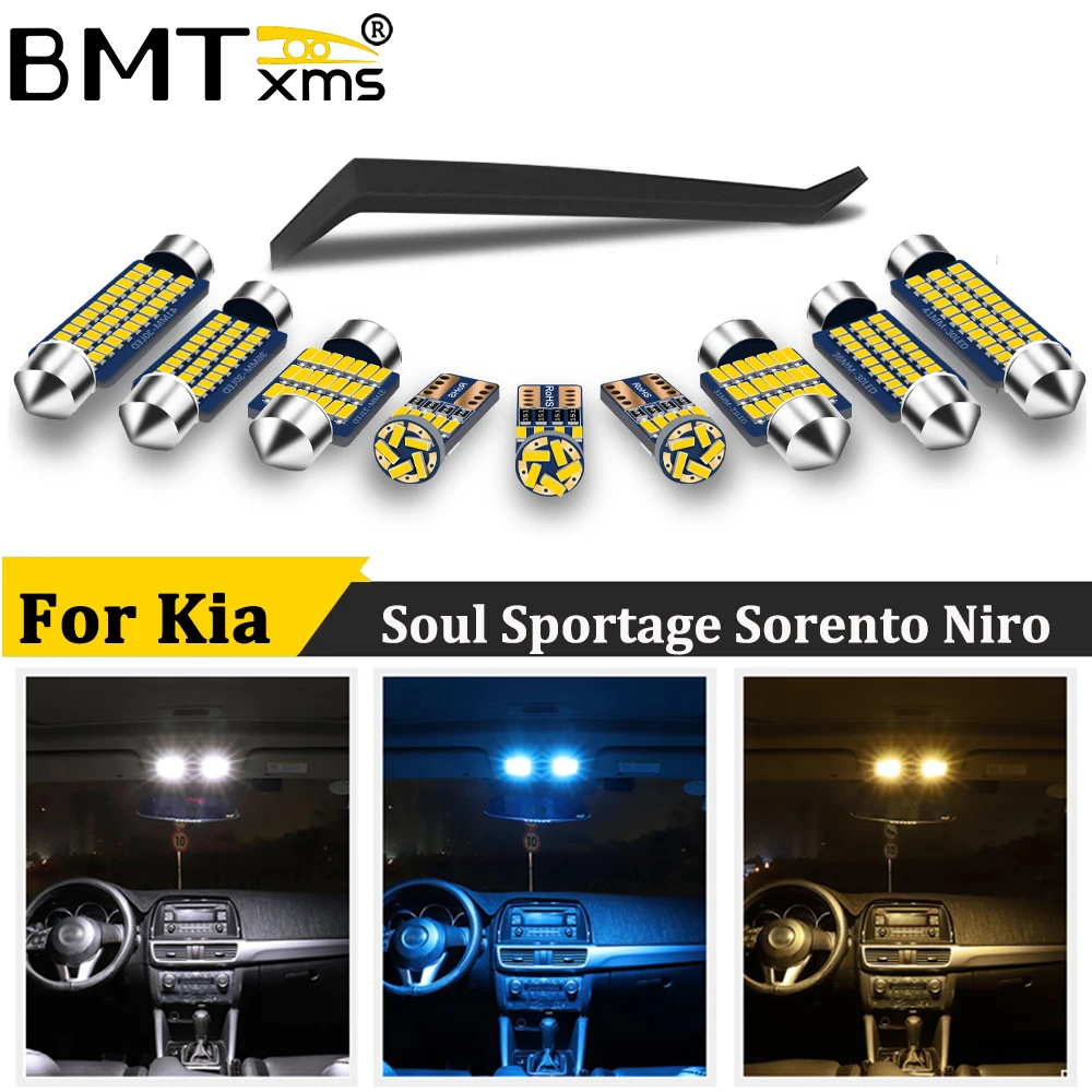 

BMTxms For KIA Stonic Seltos Mohave Niro Soul Sportage Sorento 1994-2010 2011 2012 2013 2014-2021 Canbus LED Interior Light