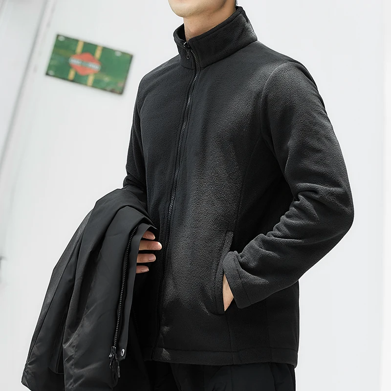 

Men Casual Jacket Outdoor Hiking Plus Velvet Waterproof Hooded Detachable Two-piece Set Men Coat Autumn Winter Women Men Jacket