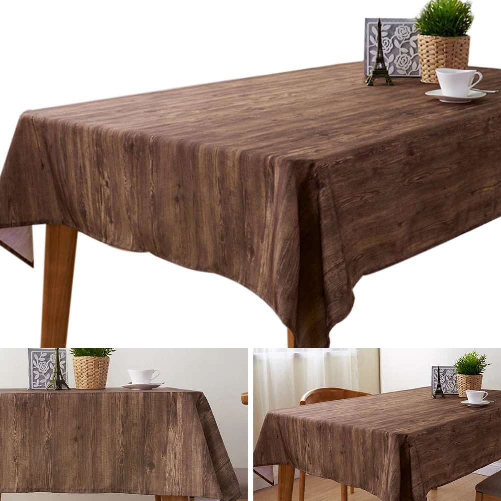 

1Pcs Wooden Grain Pattern Square Tablecloth Waterproof Washable Stain Resistant Table Cloth for Kitchen Dining Home Decor