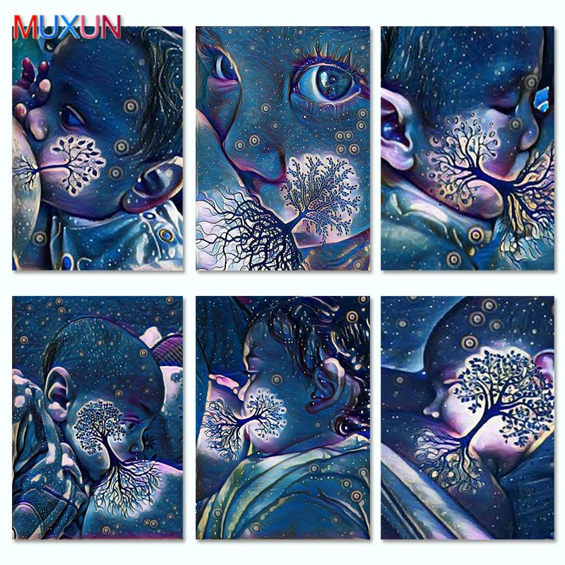 

5D Diy Diamond Painting Tree Of Life Baby Breastfeeding Cross Stitch Full Square Diamond Mosaic Rhinestone 3D Embroidery Gift