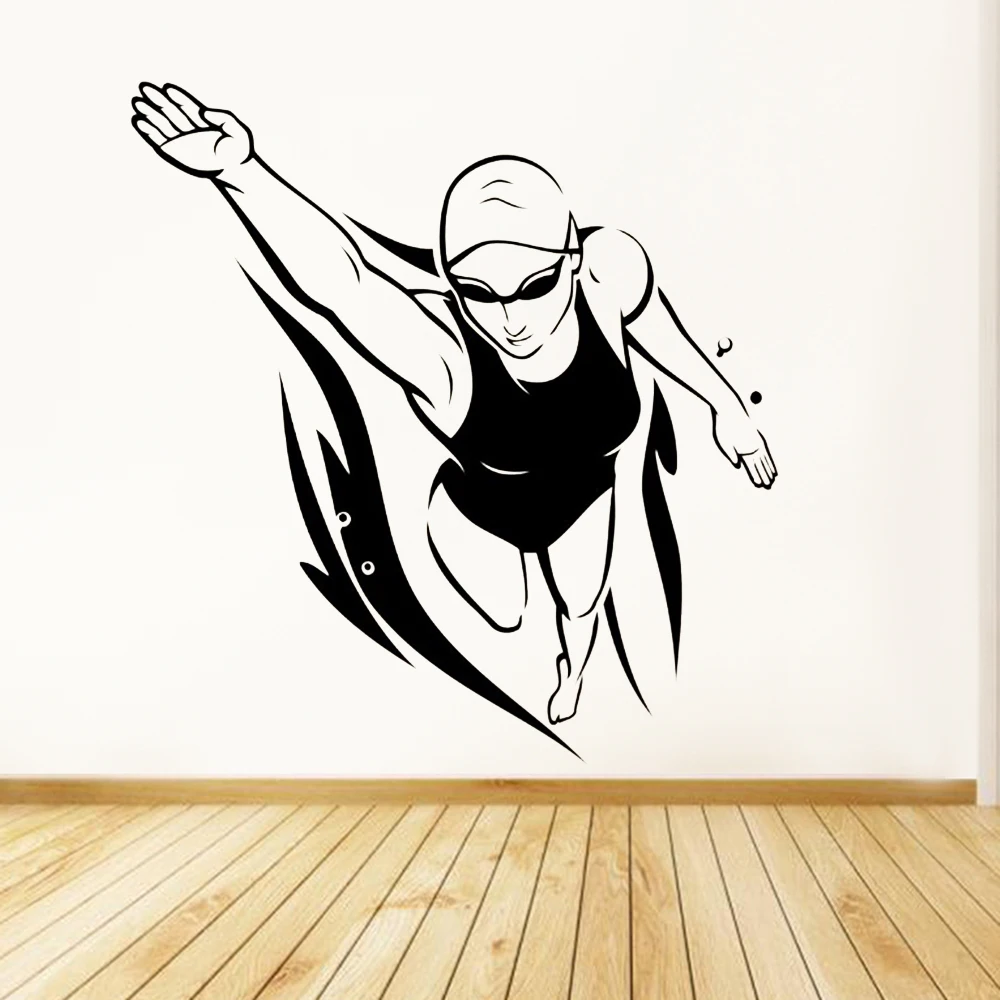 

Swimming Sports Wall Stickers Boys Room Art Decor Vinyl Removable Wall Decals Home Decoration Accessories For Bathroom Y996