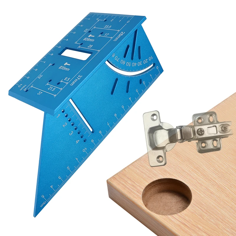 

Multifunction Woodworking Marking Gauge Mounting Hinge Jig Angle Ruler 45/90 Degree Protractor Drill Guide Measuring Tools