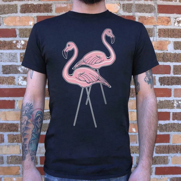 

Fashion Pink Flamingos Graphic O-neck Short Sleeve Mens T-shirt