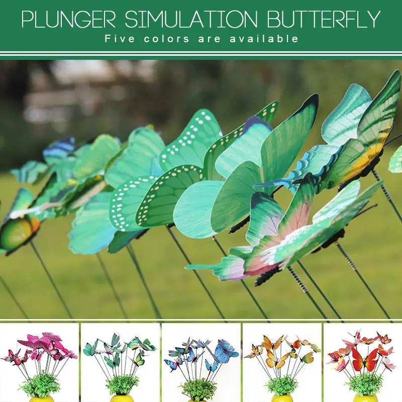

Lawn Decoration Butterfly Garden Decor Garden Ornament on Sticks 12pcs/Pack Lifelike Beautiful Creative 3D Grassland Flowerpot