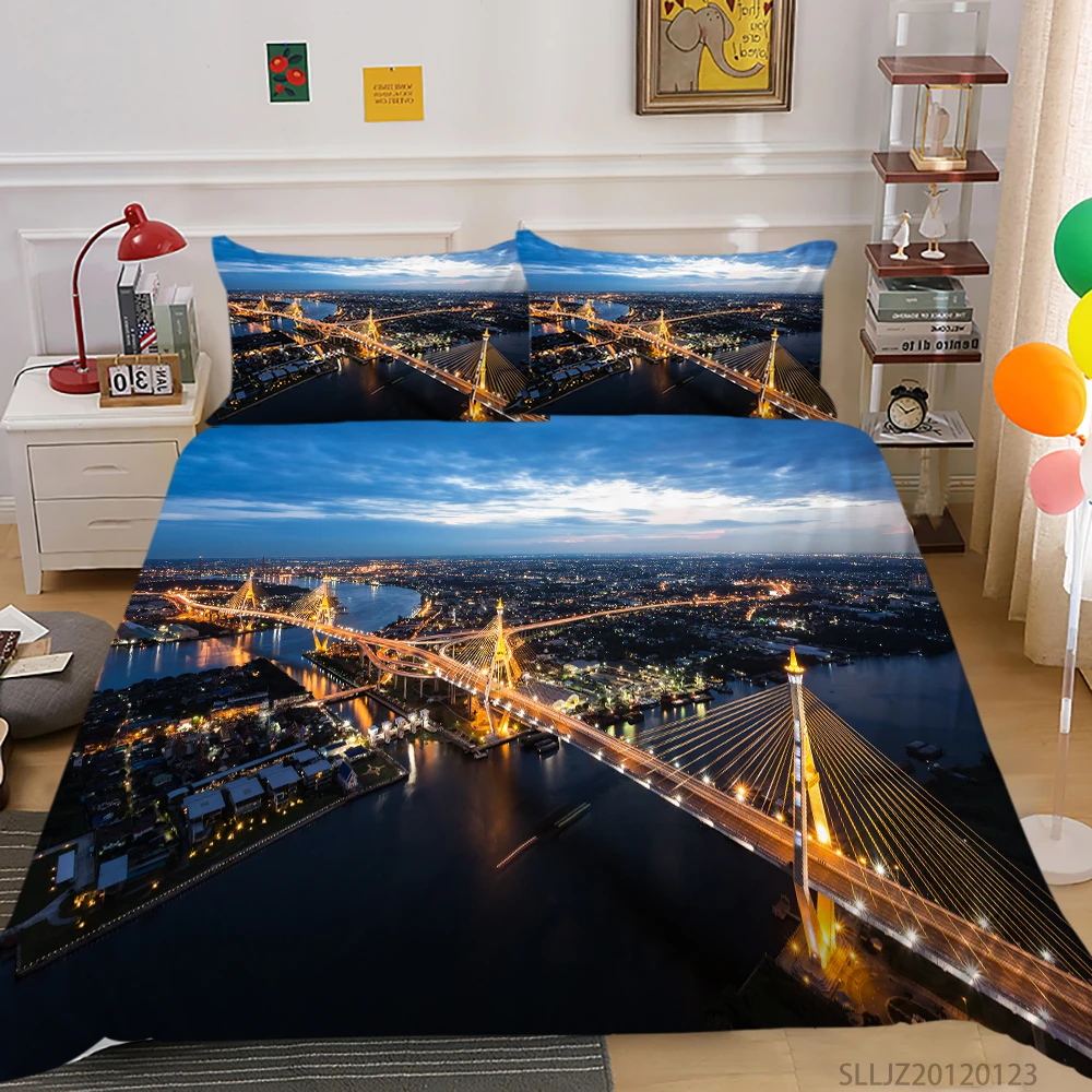

3D Architectural Print Bedding Set Luxury Duvet Cover Set King Queen Size For Kids Adults Polyester Bedclothes 2/3 Pcs Dropship