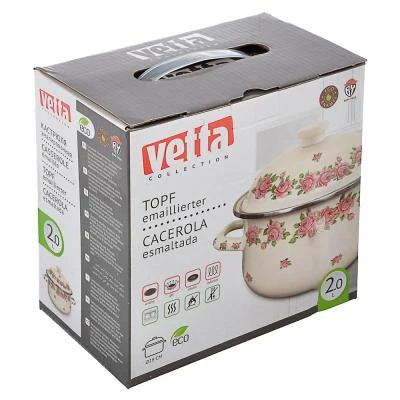 VETTA Roseanne Casserole enamel 18cm 2.0L induction Kitchen supplies Soup Stock Pots Cookware Dining Bar Home Garden | Дом и сад