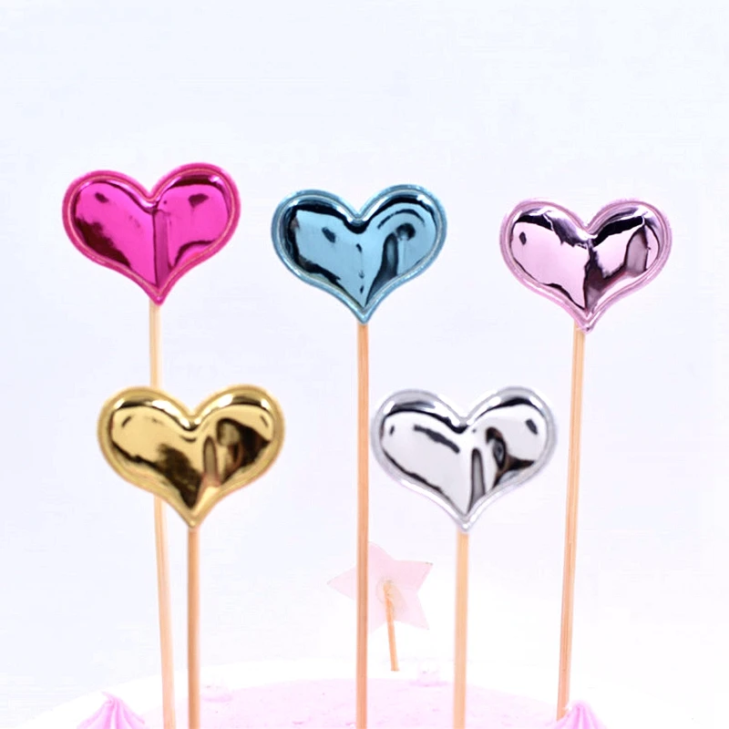 10 шт. Любовь Сердце ПУ или Блестящий золотистый Серебристый Розовый Синий кекс