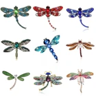 Эмалевая брошь в форме стрекозы, стразы, изысканные шикарные насекомые, брошь булавка в виде животного, украшение для костюма, значок на лацкан, подарки