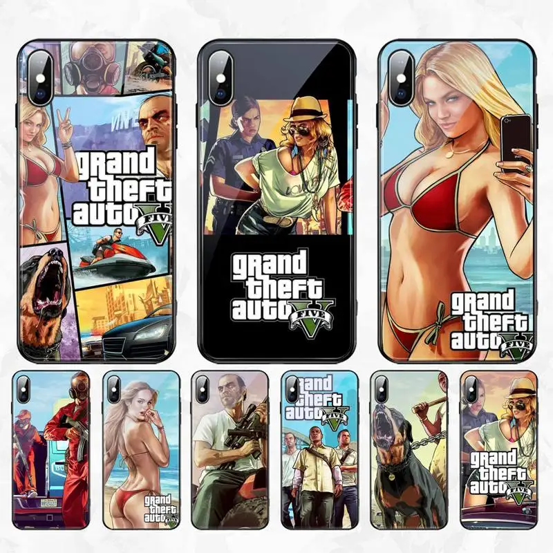 Чехол для телефона HPCHCJHM rockstar gta 5 Grand Theft Bling закаленное стекло iPhone 11 Pro XR XS MAX 8X7 6S 6 Plus