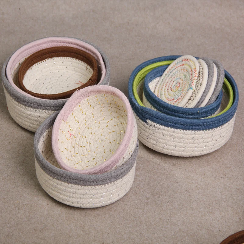 

Cartoon Cotton Rope Storage Basket Woven Desktop Sundries Storage Box Animal Bunny Kids Toys Baskets Make Up Cosmetic Organizer