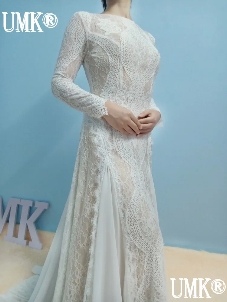UMK сексуальное пляжное свадебное платье с открытой спиной 2020 кружевные свадебные