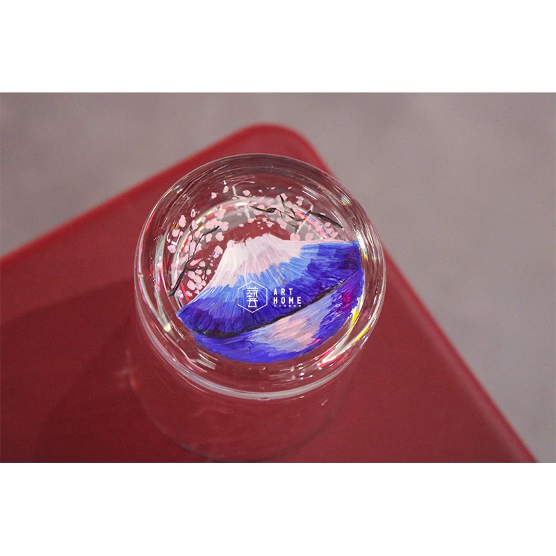 Стеклянная чашка с ручным рисунком кружка из боросиликатного стекла