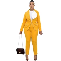 autumnwinter new casual womens set pure color long sleeve topstraight pants suits office lady suit outfits 2 piece set