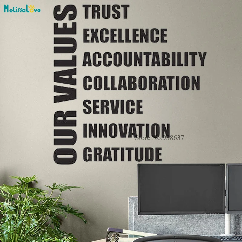 

Наклейка с цитатой о нашей ценности, наклейка для компании, декор для работы в офисе и культуры, съемные виниловые обои BB421