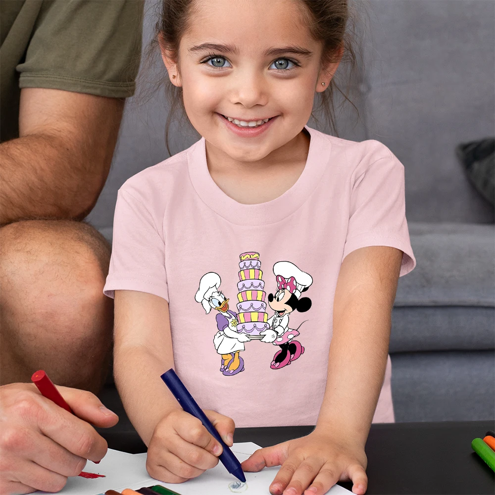 

Disney Minnie Daisy Best Friends Kids T-shirt Korean Trend Fashino Girls Shirt Soft Fabric Casual Tops T Shirt For Children