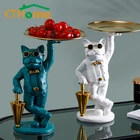 Скандинавская французская крутая скульптура бульдога, миниатюрная Статуэтка собаки, украшение для стола, подарок с тарелкой, очками, многофункциональная Статуэтка