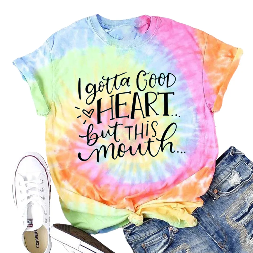 

Blouse Heart Letter Print Short Sleeve Loose T-shirt Graphic T Shirts Shirts for Women Kawaii Clothes Clothes Women Plus Size