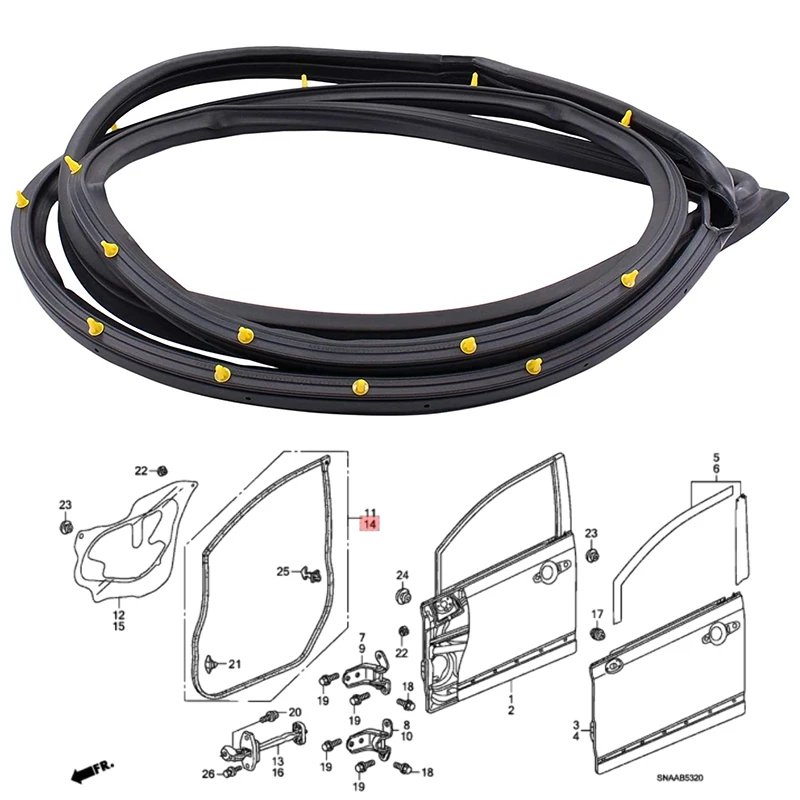 Уплотнитель резиновый для передней левой двери Honda Civic Sedan 2006-2011 72350-SNE-A01 |
