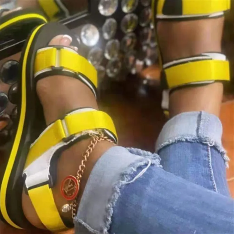 

Designer large size women's sandals summer new fashion flat womens shoes casual breathable platform sandals women slides