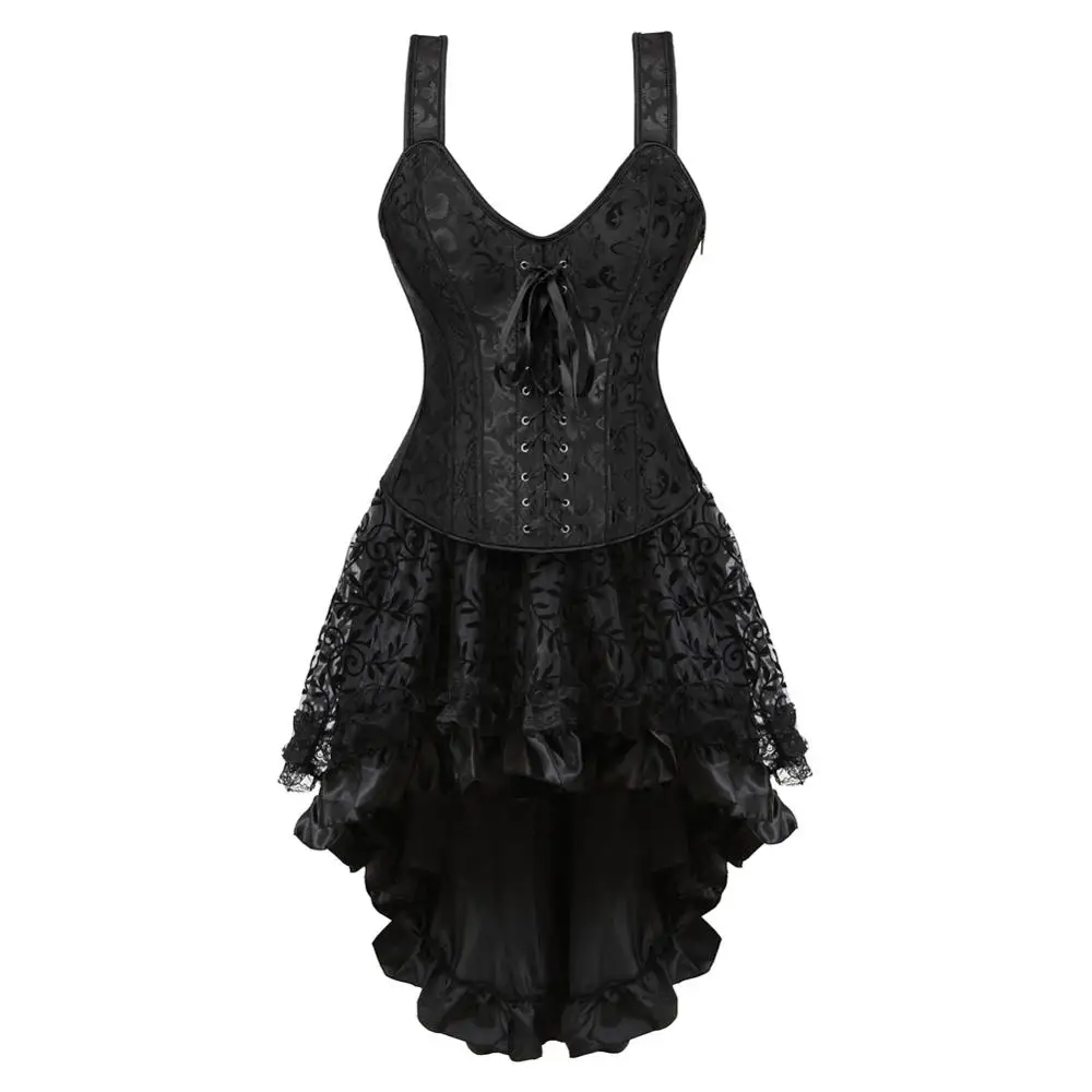 

Gothic Corset Skirt Steampunk Bridal Lace Strap Bustiers Dress Corsetto Slimming Mujer Talla Grande Overbust Plus Size Shaper