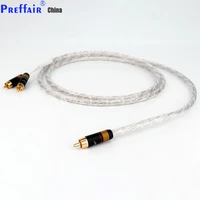 preffair high purity 99 998 silver plated hifi cable audio rca cable audio cable rca to 2rca plug