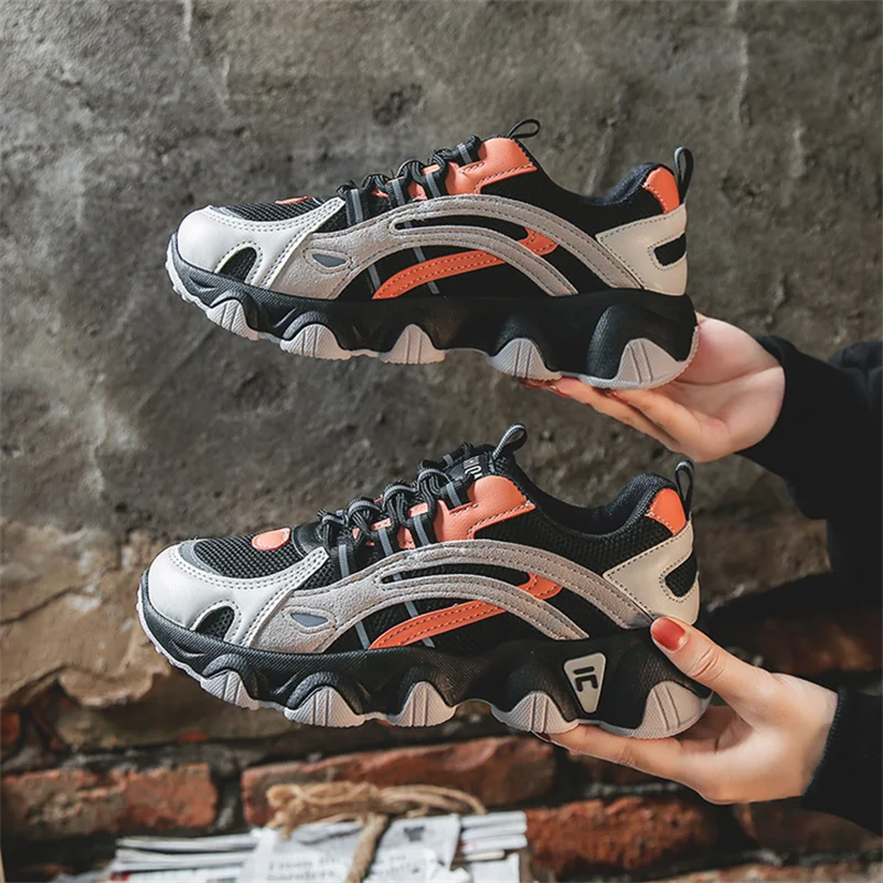 

Кроссовки женские массивные, Вулканизированная подошва, на шнуровке, повседневная Осенняя обувь, черные, 2021