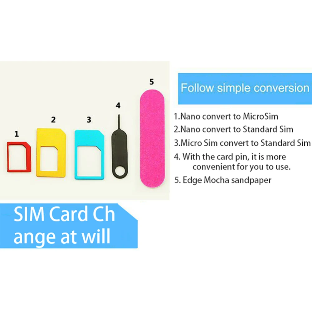 5 в 1 Nano sim-карта для микро стандартных конвертеров адаптер Набор iPhone аксессуары