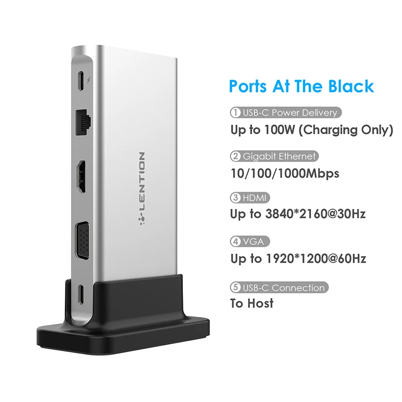 USB-C переносная док-станция с HDMI 1080P VGA Gigabit Ethernet кардридер Aux адаптер USB3.0 доставка