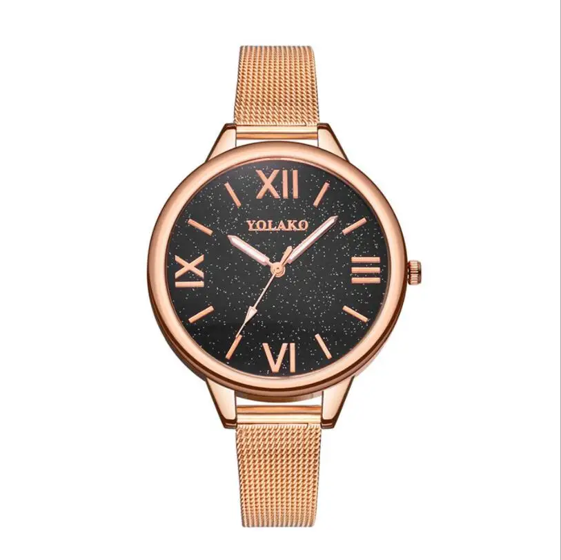 Женские роскошные часы с ремешком сеткой звездное небо римские цифры дамы