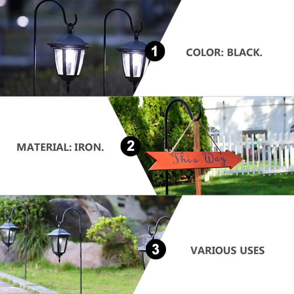 

5pcs Shepherd Hooks Outdoor Courtyard Hanging Hooks Practical Lantern Hangers