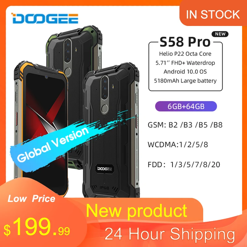 DOOGEE S58 Pro Мобильный Телефон IP68/IP69K водонепроницаемый прочный телефон 5180 мАч 5 71