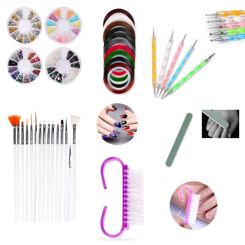 Набор инструментов для дизайна ногтей 37 шт. ручка с рисунком пилка маникюра