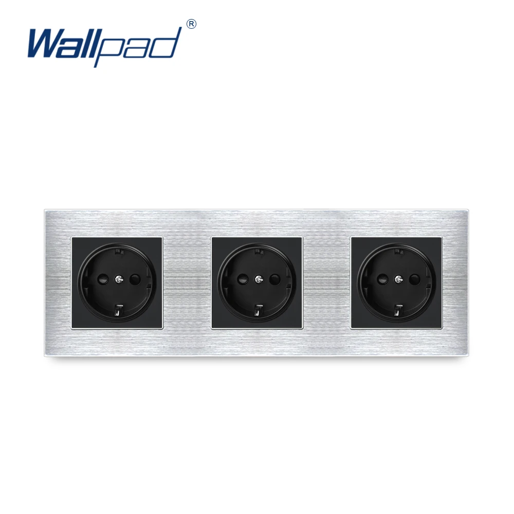 3 евро розетка немецкий стандарт Wallpad Роскошная настенная атласная металлическая