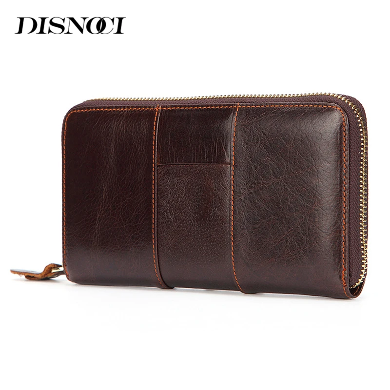 Кошелек-клатч DISNOCI мужской из натуральной кожи модный бумажник воловьей с