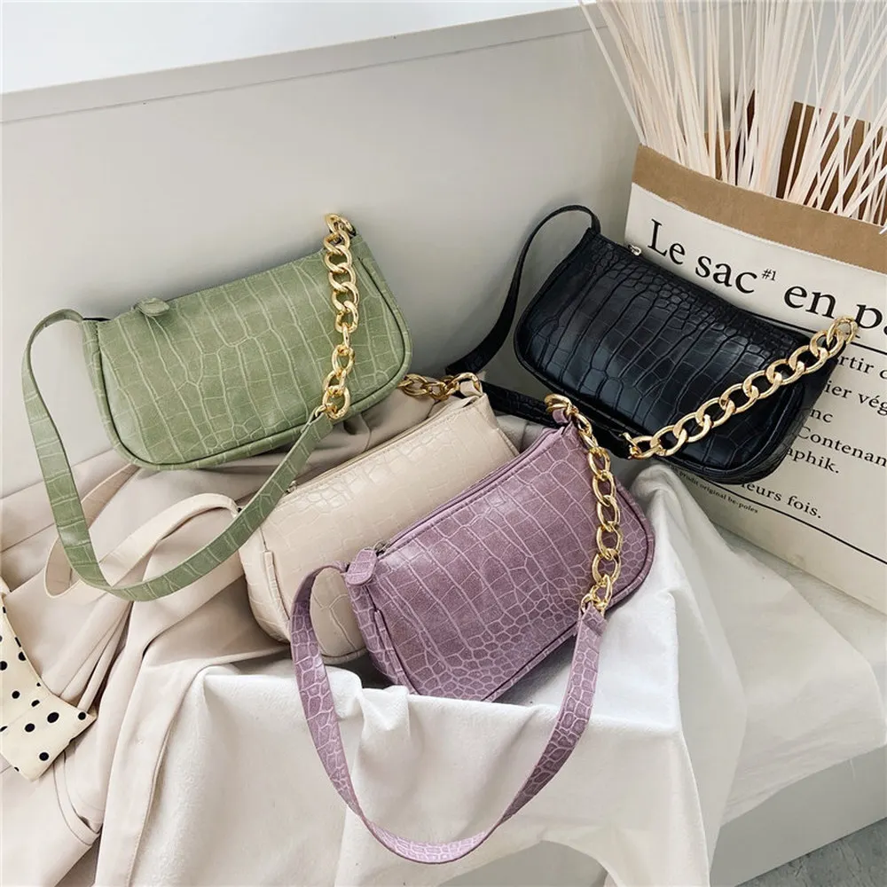 

Elegant Armpit Sling Handbags Solid Color Women PU Leather Purple Shoulder Bags Simple Shoulder Messenger Bags for Women 2020