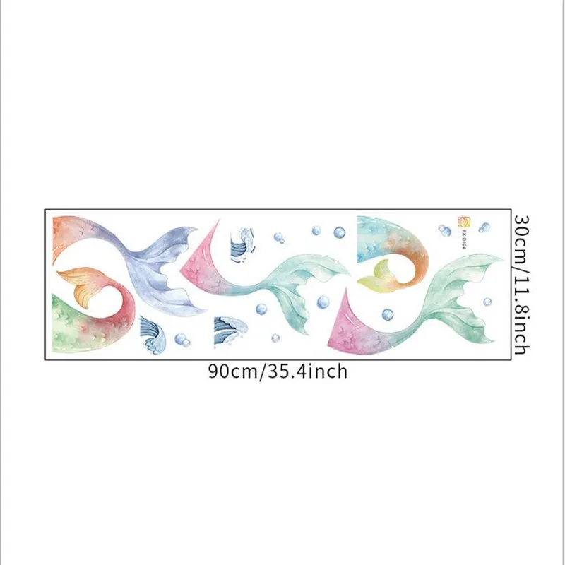 

1Pcs Artistic Gradient Fishtail Wall Stickers Skirting For Livingroom Bedroom Porch Home Beautification Decorative 30*90CM