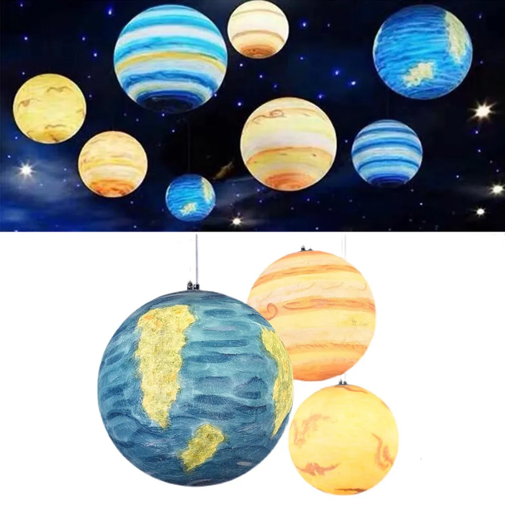 

LED 3D Printed Planet Pendant Lights Modern Chandelier Lamp Creative Fixture Planets Living Bedroom Children Dining Lighting